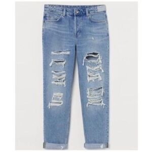 H&M Heavily Destroyed & Distressed Low Rise Boyfriend Jeans